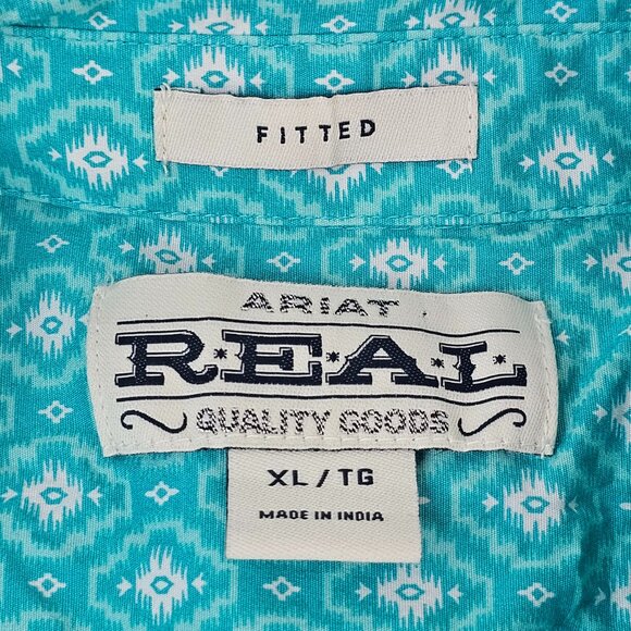 Ariat Women's Western Shirt Button Down Teal Real Long Sleeve Fitted XL Rodeo - Picture 11 of 15